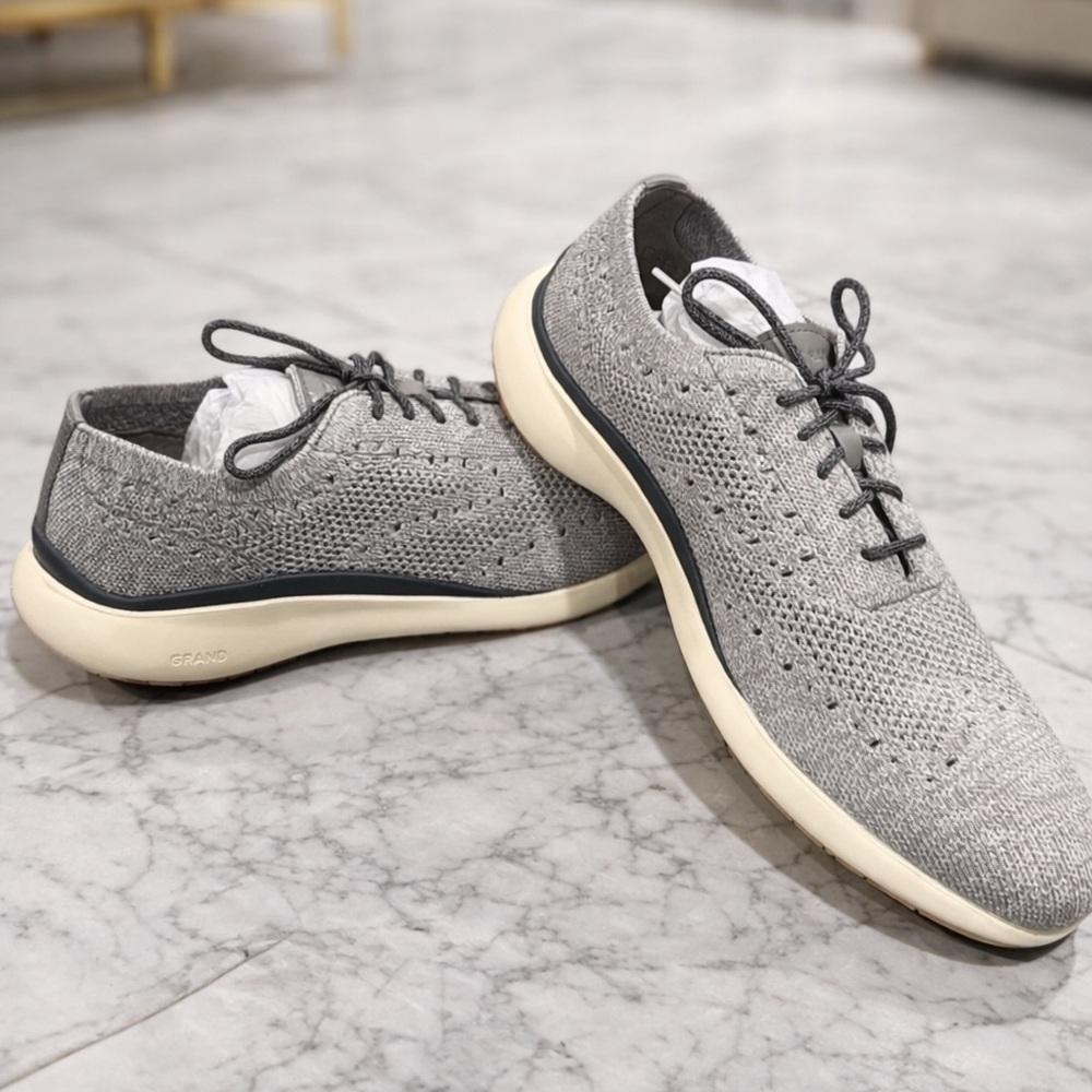 Cole Haan GrandPro Troy Knit Oxford Sneakers Gray Comfort Dress Shoes Mens 10